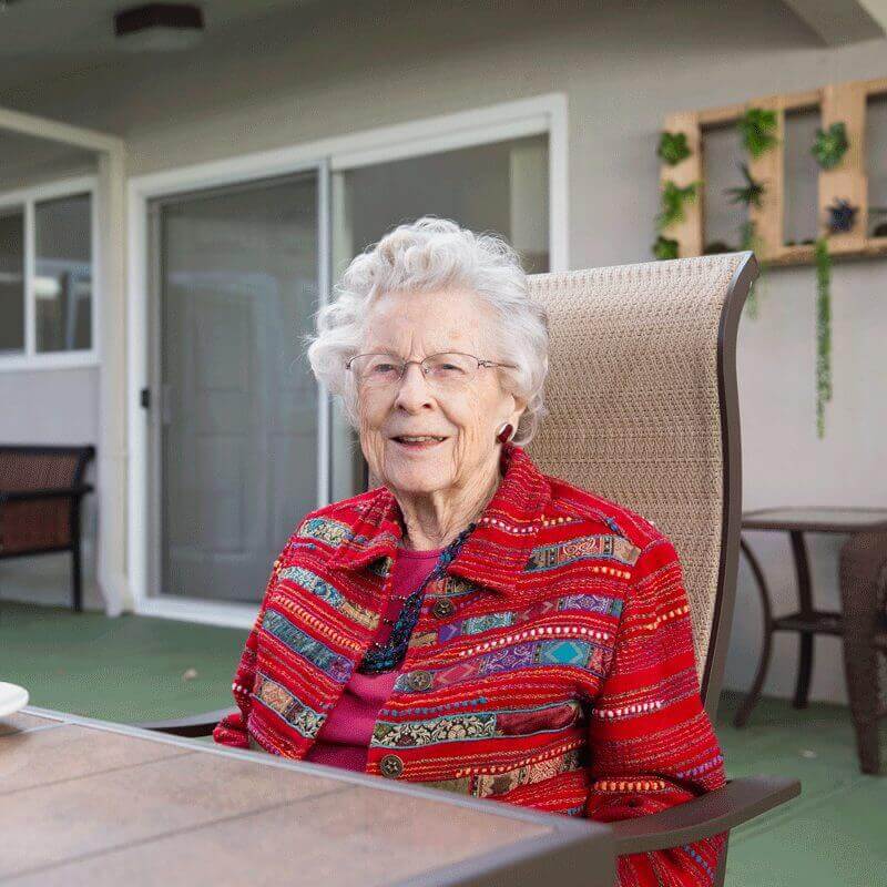 Happy resident at Pleasant Hill Dedicated Memory
